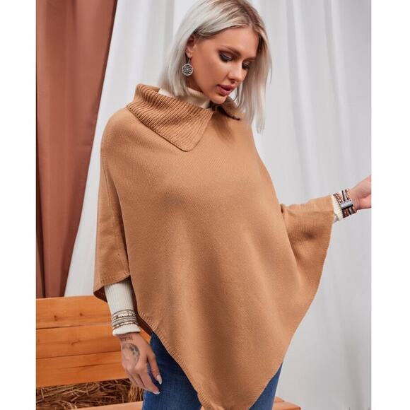SHEIN Sweaters - SHEIN CAMEL COLOR SWEATER PONCHO